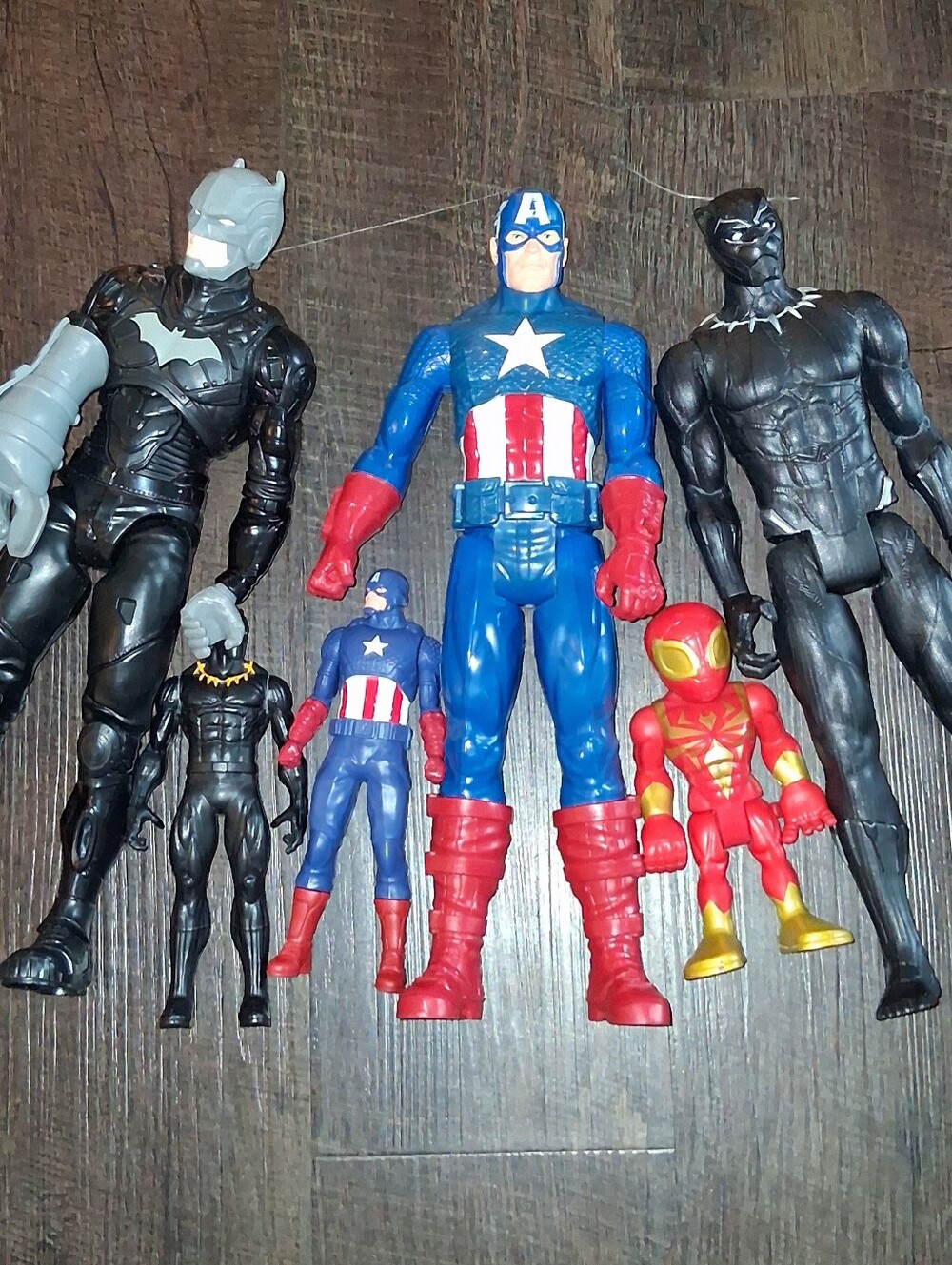Marvel Superhero Action Figure Set - Blue/Red Captain America & Black Heroes